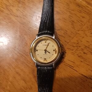 New Old Stock - J.B Champion New York 26mm Two Tone Watch With Black Lizard Band